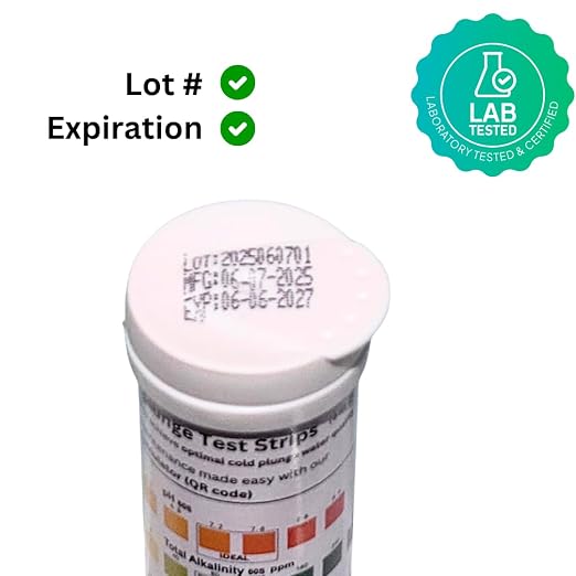 Cold Plunge Test Strips, 4-in-1 Water Quality Testing Kit, pH, Alkalinity, Hardness, Hydrogen Peroxide. Evaluate Your Cold Plunge Water Quality with A Single Strip. Smart QR Calculator to Help You
