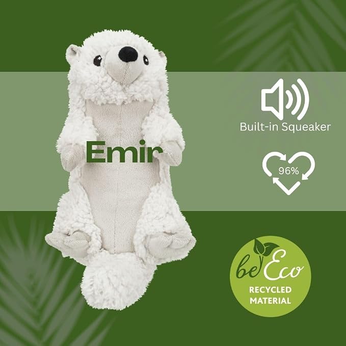 TRIXIE Be Eco Emir The Otter Plush Dog Toy for All Dogs, 12" Fun and Cuddly Squeaky Dog Toy, 96% Recycle Material