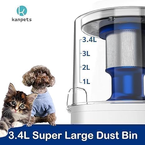 Pet Grooming Kit with 3.4L Oversized Vacuum Suction - 99% Pet Hair Removal - Professional Dog Clippers & Shedding Tools for Cats, Teddy, Poodle, Golden Retrievers (White-Orange)