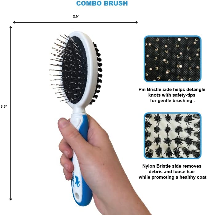 Animal Planet Pet Daily Grooming Kit (3 Pack) Reversible Grooming Glove, Double Sided Comb, Double Sided Brush. for Dogs & Cats, Good for All Breeds & All Types of Coats