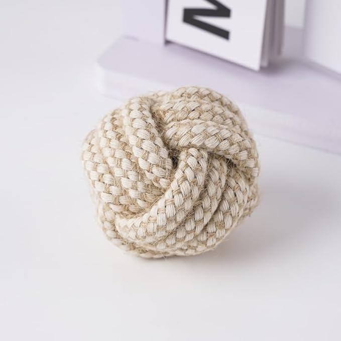Rope Toys for Small and Medium Dogs, Chew Toys for Aggressive Chewers, Handwoven Cotton & Hemp Chew Toys with Knot and Ball, Interactive Toys for Tug of War, Training, Gum Massaging (5Pcs, Hemp Toys)
