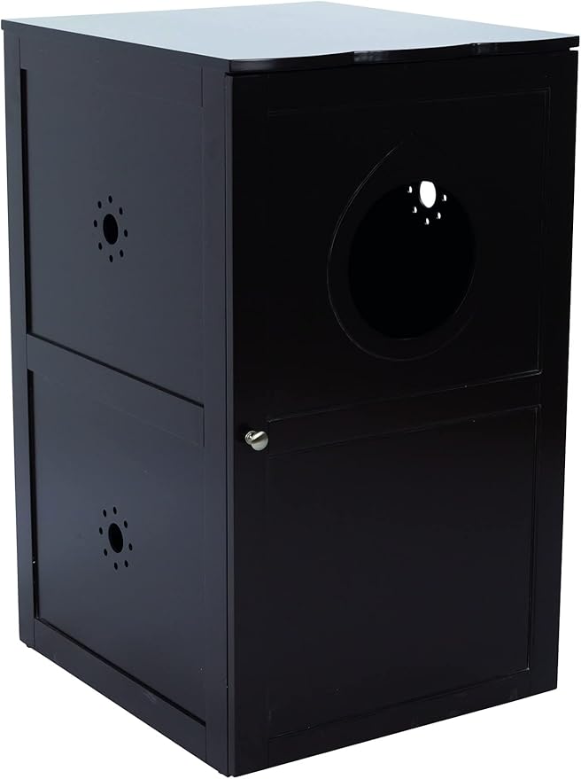 Trixie 2 Story Furniture Litter Box Enclosure (Espresso Brown), Hidden Litter Box for Cats, Double Layer, Big Front Door for Easy Cleaning, Large Hole for Easy Entry, Use as Side Table or Nightstand