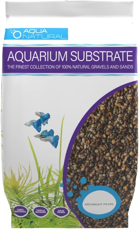 Aqua Natural Midnight Pearl 20lb Gravel Substrate for aquascaping, Aquariums, vivariums and terrariums 2-4mm, Brown