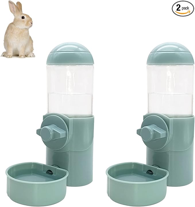 Hamiledyi Rabbit Water Bottle 17oz Bunny Hanging Automatic Water Dispenser Chinchillas Feeder Water Bowl Small Animal No Drip Plastic Water Dispenser for Guinea Pigs Chinchillas Hedgehogs Ferrets 2Pcs