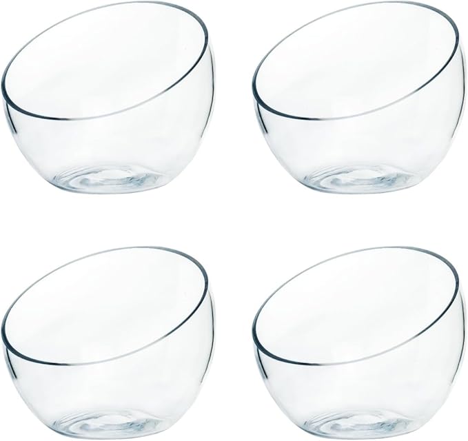 Slantted Glass Cut Bubble Bowl, 6" Height x 7" Width Slantted Bubble vase for Terraium, Flower vase Centerpiece, Set of 4