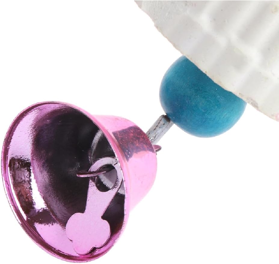 1-Pack Bird Calcium Perch with Bell Mineral Stone Chewing Toy for Beak Grinding and Trimming Parakeet Cockatiel Budgie Parrot Small Birds