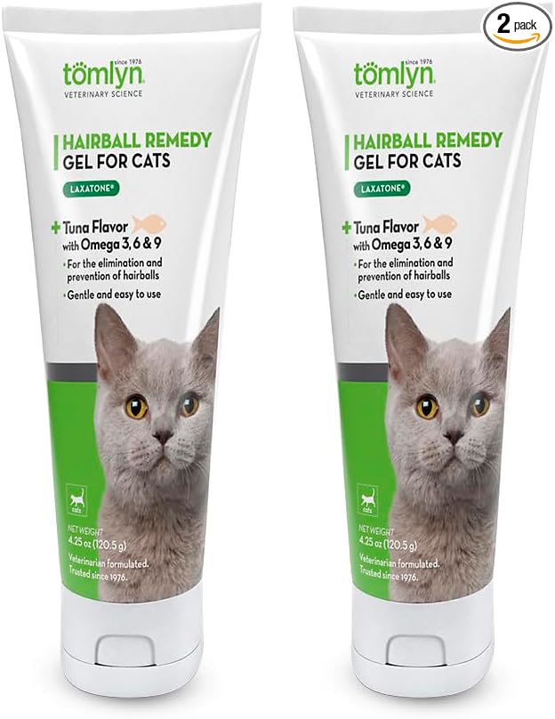 TOMLYN Laxatone Tuna-Flavored Hairball Remedy Gel for Cats and Kittens, 4.25oz - Pack of 2