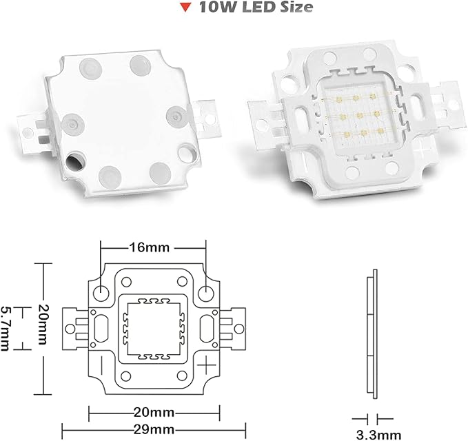 CHANZON High Power Led Chip 10W Blue | (900mA / DC 9V - 11V / 10 Watt) Super Bright Intensity SMD COB Light Emitter Components Diode Bulb Lamp Beads DIY Lighting