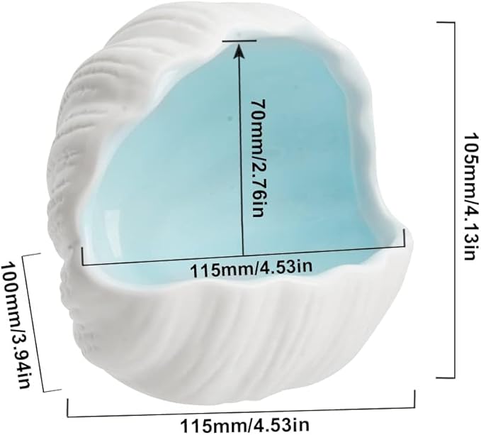 Aquarium Ceramic Cave Shell Shape Fish House Small Animal Nest Hideout for Hamster, Gerbils, Chinchillas, Mice, Rat, Syrian Hamster - 5.1 inch(Blue M)