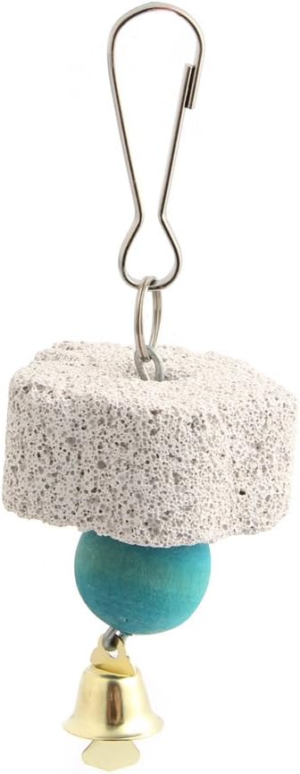 Bird Grinding Beak Calcium Stone with Bell Mineral Lava Block Trimming Teeth Chewing Toys for Chinchilla Bunny Parrot
