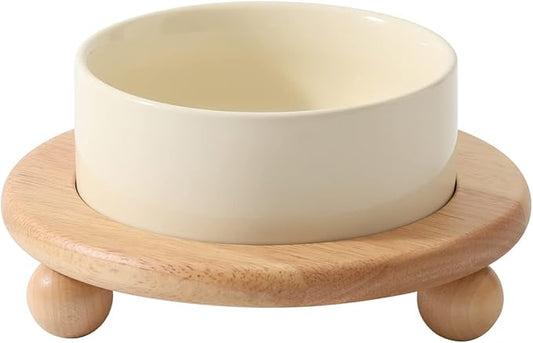 Havniva Raised Cat Water Bowl 5.1” Elevated Ceramic Cat Food and Water Bowl Whisker Friendly Pet Water Bowls for Indoor Cats, Wide Kitten Dish Relieve Whisker Fatigue Non Slip Cat Feeder