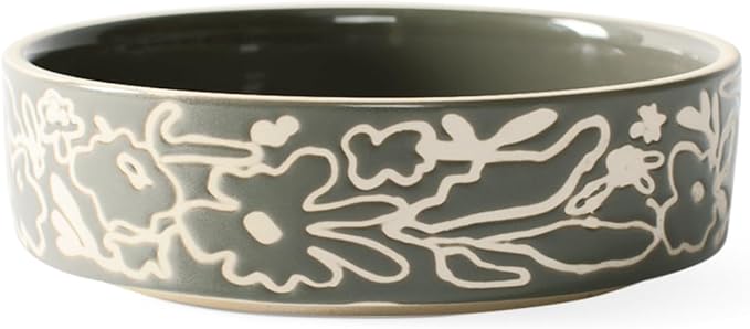 Fringe Studio Messy Flower Small Stoneware Pet Bowl, PetShop Collection (478103)