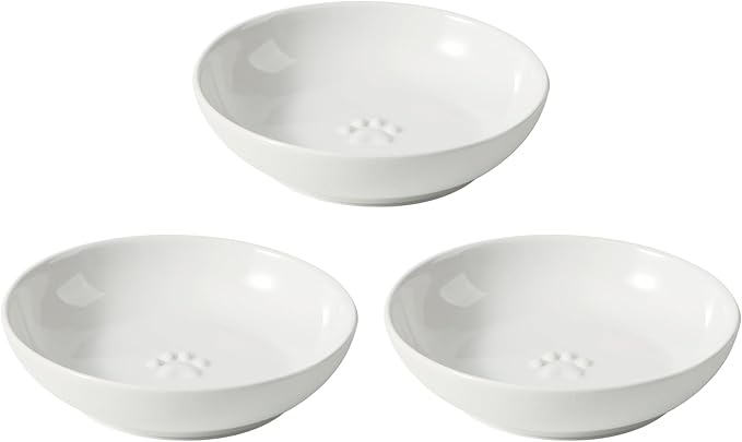 Havniva 5.7'' Ceramic Wide Whisker Friendly Cat Dishes, Set of 3 Ceramic Cat Bowls, Indoor Kitten Feeding Food& Water Dish to Prevent Whisker Fatigue(3 Pcs)