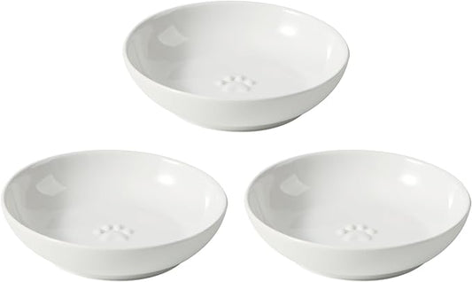 Havniva 5.7'' Ceramic Wide Whisker Friendly Cat Dishes, Set of 3 Ceramic Cat Bowls, Indoor Kitten Feeding Food& Water Dish to Prevent Whisker Fatigue(3 Pcs)