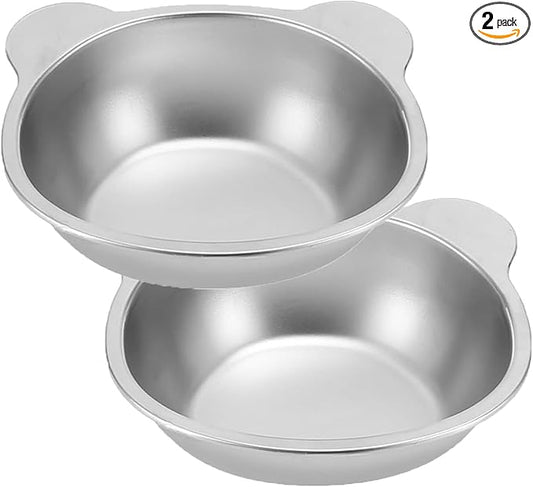Stainless Steel Raised Cat Food Bowl for 2 Bowls, 5.9-Inch Replaceable Cat Bowl, Pack of 2 Indoor Cat Dishes for Food and Water (Dishwasher Safe)