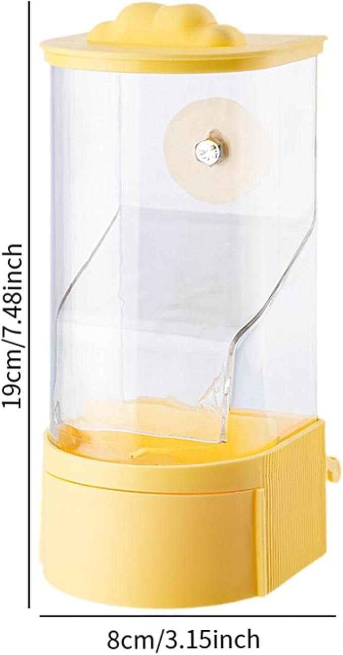 No Mess Bird Feeder Parrot Foraging Feeder Leakproof,Clear,Food Container,Cage Accessories for Parakeet Budgerigar Finch, Yellow