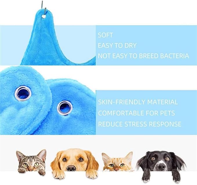 Perfect Part Dog Grooming Hammock - Cat & Dog Sling for Nail Clipping with 2 Hooks, Breathable & Washable Cat Grooming Hammock, Dog Lift Harness & Bathing Station, Cat Nail Clipper Hammock