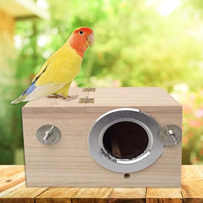 Ochine Parakeet Nesting Box Bird House Wood Breeding Box Parrots Mating Box, Pet Wood Parakeet Nest Box Bird House for Lovebirds Budgie Finch Cockatoo Canary and Medium-Sized Birds