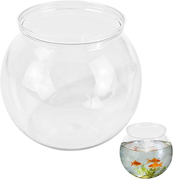 27 oz Mini Plastic Fish Bowl, Clear Round Small Fishbowl Aquarium, Unbreakable Shatterproof Plastic Betta Fish Tank, Desktop Goldfish Bowl for Home Decor & Party Centerpieces