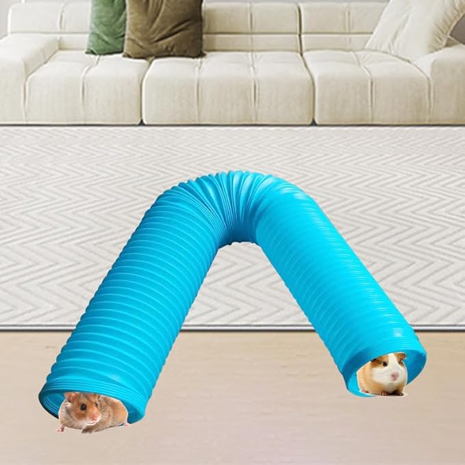 2 Pack Hamster Tunnel Ferrets Fun Tunnels Foldable Exercising Training Tubes Hideout Pipe Toy for Guinea Pigs Chinchillas Gerbils Mouse Rabbit Small Animal Pet Rats