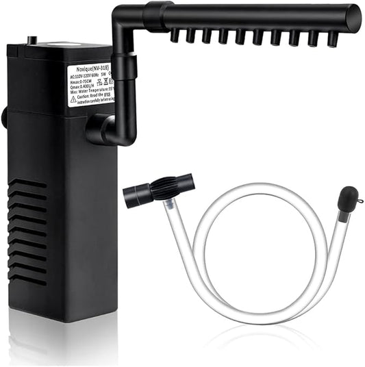 Submersible Internal Aquarium Filter Multiple Function Powerful Pump Fish Tank Filter for 10-20 Gallon Tanks 105 GPH 5W