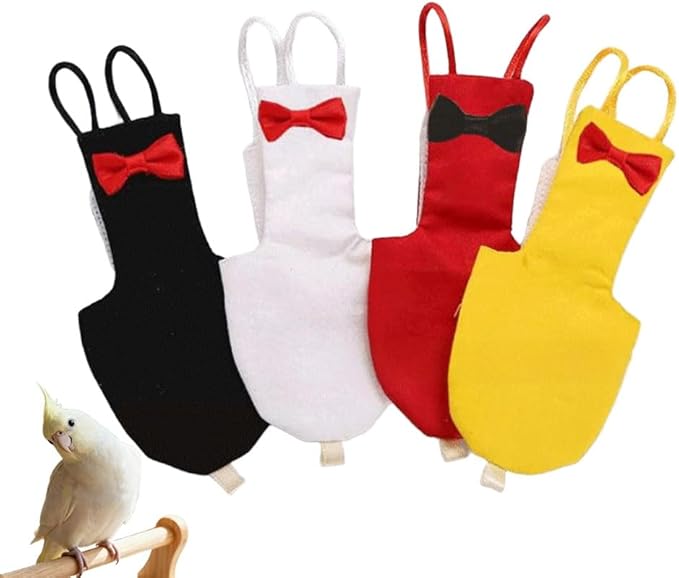 4pcs Bird Diaper Parrot Flight Suit Solid Color Parrot Nappy Reusable Pigeon Pants Cockatiel Clothes for Parakeet Mini Macaw Budgie Canary for Indoor Outdoor - M