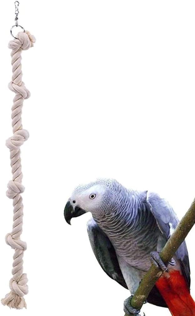 Bird Rope Toy with Knots Cotton Rope Cage Hanging Swing Parrot Bungee Toy for Chewing Climbing 15.74in in Length