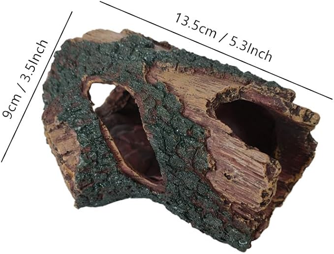 Aquarium Decaying Trunk Ornament, Resin Fake Logs Fish Tank Decor with Holes, 5.3 inch Driftwood Wood Decorations Ornament, Hollow Betta Hideout Reptile Hideaway Caves, Turtle Tree Trunk Hide Cave
