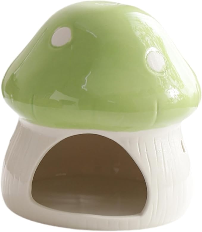 Ceramic Hamster House Guinea Pig Hideout Outdoor Creative Sturdy Habitat Hideaway House for Rats Chipmunk Squirrels, Green