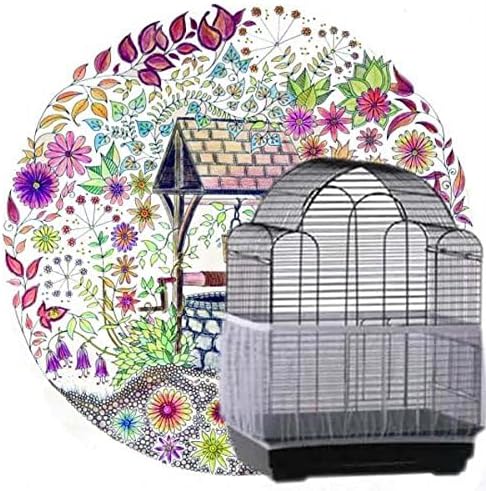 4 Colors Ventilated Nylon Bird Cage Cover Shell Seed Catcher Pet Products Large Size Bird Cage Seed Catcher Seeds Guard Parrot Nylon Mesh Net Cover Stretchy Shell Skirt Traps Cage Basket Soft White