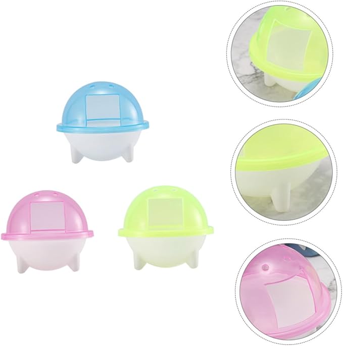 Sosoport 3pcs Transparent Hamster Sand Bath Room Small Pet Bathroom Container for Hamsters Chinchillas and Gerbils Easy to Observe and Bright Colors for Bathing and Dust Bathing