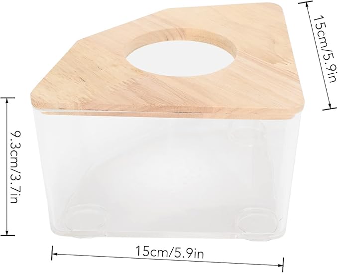 Focket Sand Bath for Hamsters, Transparent Design Hamster Sand Bath Container, Chinchilla Dust with Short Leg Stand Space Saving Right Angle for Dwarf Pets Small Animals