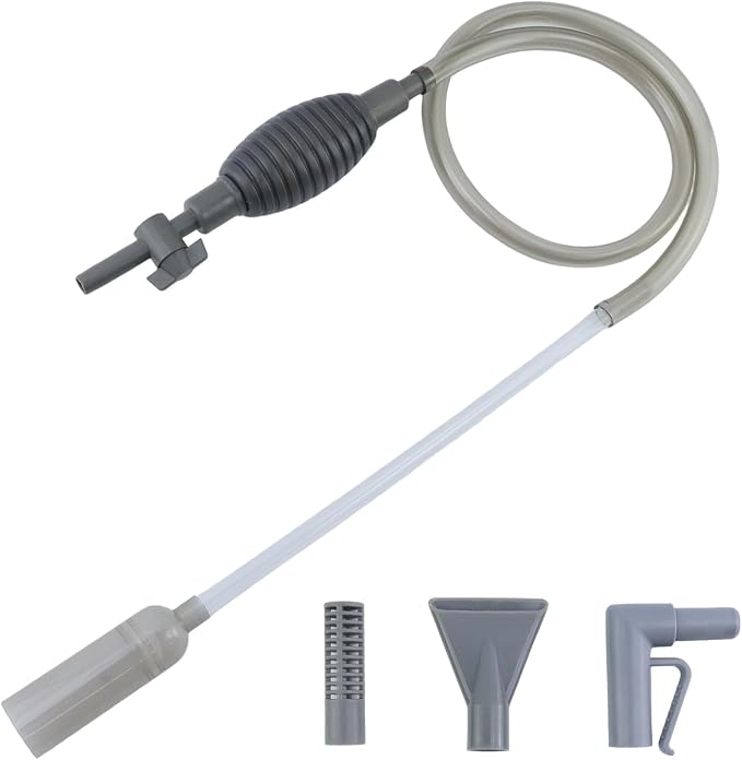 2 Sets Aquarium Siphon Water Changer, 5.6 Ft/67" Gravel Vacuum for Aquarium, Fish Tank Gravel Cleaner with Long Nozzle for Changing Water (Grey)