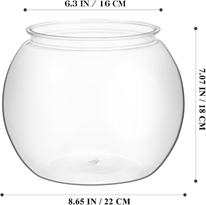 balacoo Clear Round Desktop Fish Tank 8.66X8.66X6.88In Plastic Fish Bowl Aquarium for Goldfish Turtles Hydroponic Plants Home Office Decor
