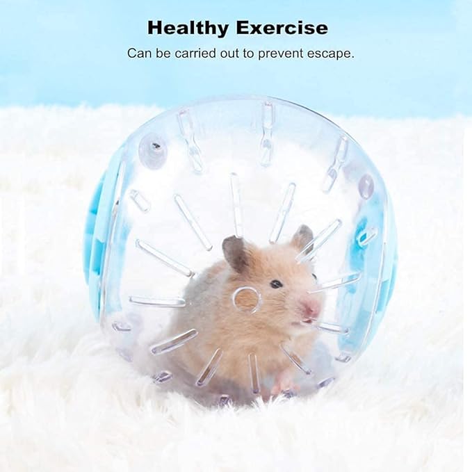 Flash Hamster Ball 15cm 6Inch Running Activity Exercise Toy Transparent for Small Animals Cage Accessories (L, Blue D)