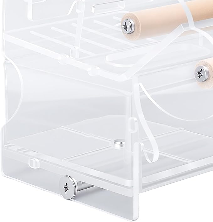 AUNMAS No Mess Bird Feeder Food Container with Perch Automatic Transparent Feeder for Small Medium Birds