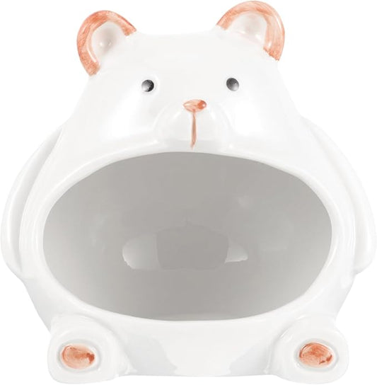 Balacoo Ceramic Hamster Hideout, Dwarf Cool Bed, Hamster House and Habitat for Chinchillas Hedgehogs, Gerbils Mouse and Guinea Pigs, Small Pet All Season House (Bear)