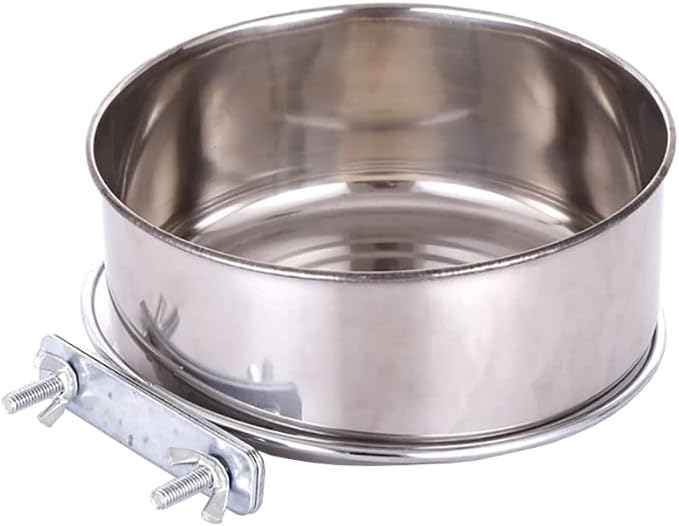 Stainless Steel Hanging Pet Bowls, Dog Crate Food and Water Bowl Metal Coop Cups with Clamp Holder, Detached Dog Cat Cage Kennel Bowl Feeder Dish for Dogs Cats Birds Ferret Rabbit and Small Animals