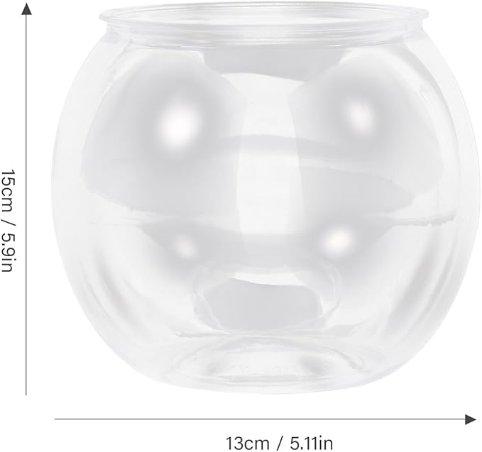 POPETPOP Unbreakable Transparent Fish Tank Globe 5.90X5.11X4.72 Inch Desktop Aquarium for Home Office Decor Unique Round Fish Bowl Flowerpot Alternative