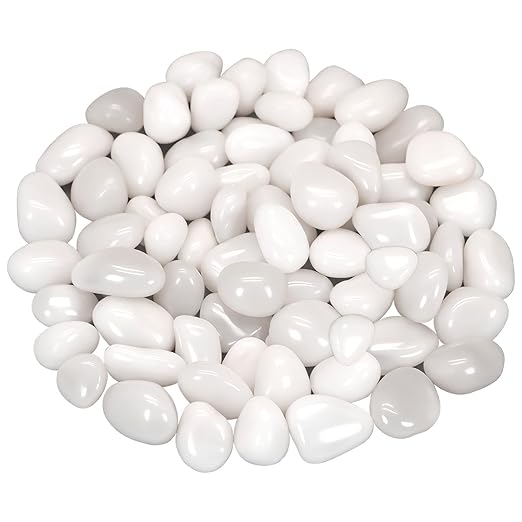 Terrarium Supplies,Virekm River Rocks Decorative Ornamental Pebbles,Garden Landscaping Stones,Gravel Filler for Home Decoration Flower Bed Fish Tank Plants Vases Succulents (1, White, 1 Pounds)