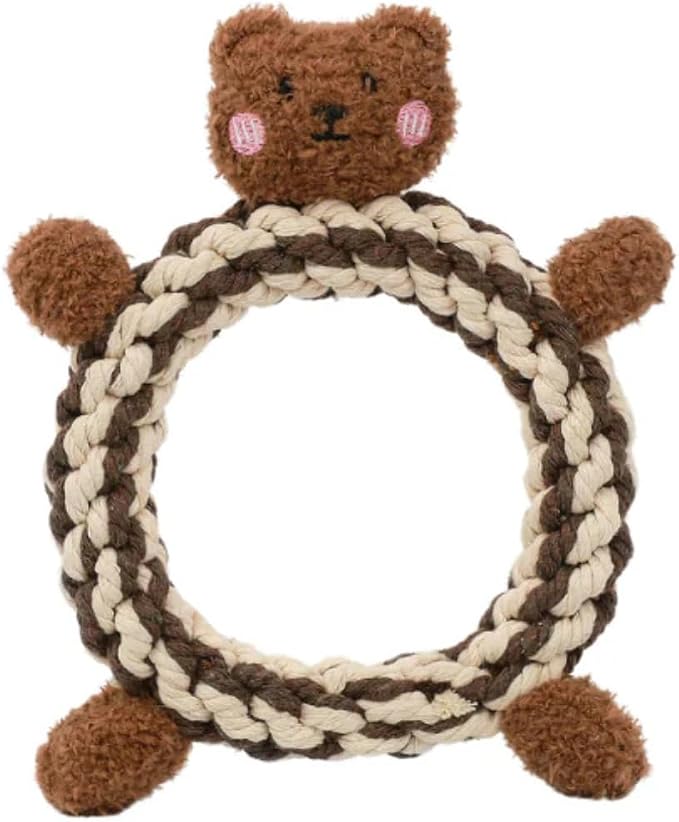 Soft Squeaky Dog Toys for Small Dogs - 6 Inch Handmade Eco Cotton Rope Squeaky Plush Dog Toys Natural, Non-Toxic Dyes - Squeaky Puppy Teething Toys Small Dog Squeaky Toys for Dogs - Jasper
