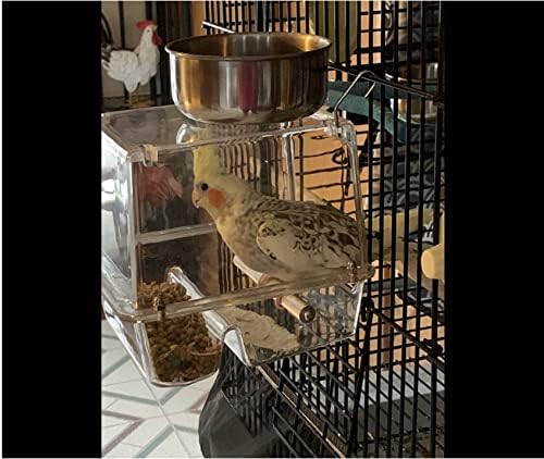 No-Mess Bird Feeder NO Assembly with Rough-surfaced Stainless Steel Perch (5.9x6.3x6.3(HxLxW))