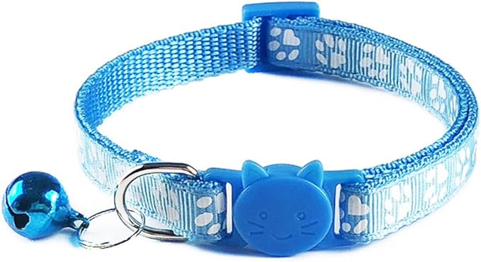 Reflective Cat Collar Breakaway with Bells, 2 Pack Pet Cat Collar Adjustable 7.5-12.5 Inch (Sky Blue)