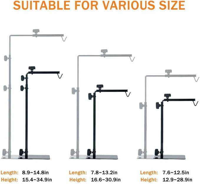 Adjustable 13-29 inch Metal Reptile Lamp Stand – Versatile Floor Light Holder for Terrarium Heat Lamps & Dome Shades, Perfect for Glass Reptile Enclosures & Heating Bulbs.