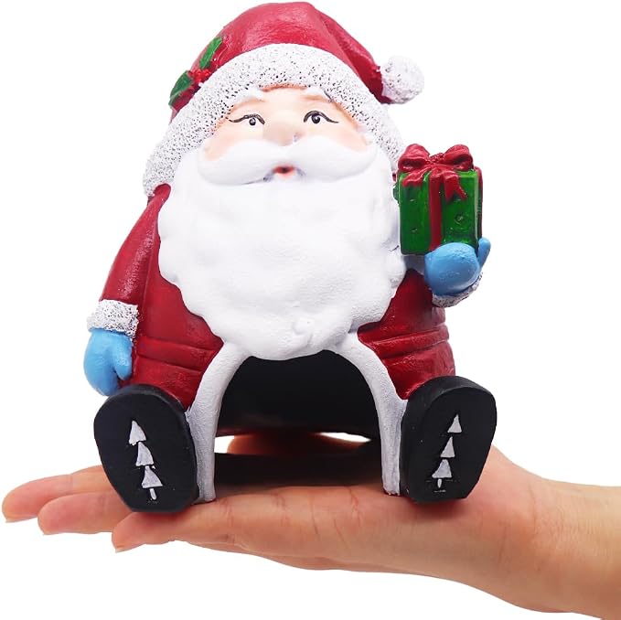 Ulifery Santa Claus with Gifts Aquarium Ornament Christmas Fish Tank Decorations for Betta Hiding 5-30 Gallon Tank, White and Red