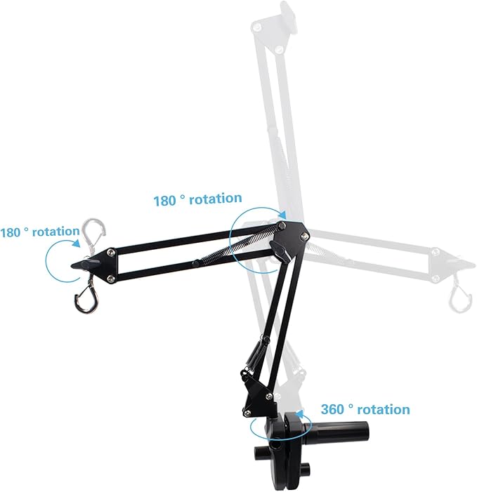Reptile Heat Lamp Stand Clip-Type, Black Metal Multi-Position Adjustable Light Holder with 360°Swing Arm for Clipping onto Fish Tank, Turtles Chameleons Terrarium (Lamp Not Included)