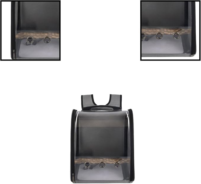 Pet Bird Backpack with Ventilated Acrylic Front and Perch for Travel