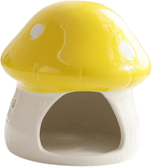 Baoblaze Ceramic Hamster House Habitat Multifunction Cute Hamster Hide Bed Cave for Chipmunk Small Animals Dwarf, Yellow