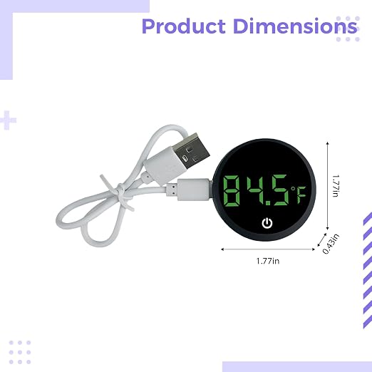 Digital Thermometer for Fish Tank, Rechargeable Stick On Aquarium Temperature Gauge, 1.8 x 1.8 x 0.4 in Mini Design, LED Display, ±1 ℉ Precision, for Bettas, Saltwater and Freshwater Tanks