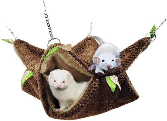 EAEDMY Ferret Rat Hammock Tunnel Toys Cage Accessories, Guinea Pig Hideout Tunnel, Warm Bed for Rat Ferret Guinea Pig Sleep Hide and Play (3.Hammock)